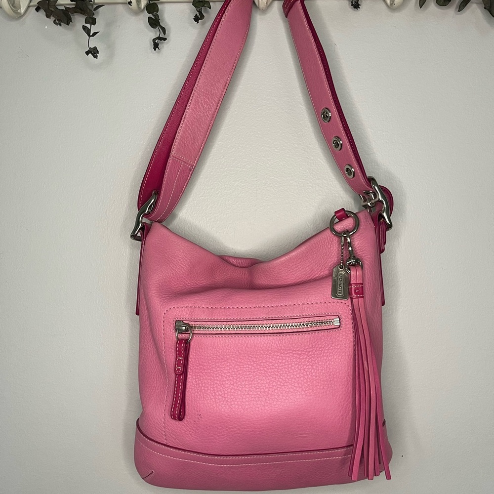 Coach Legacy Leather Med Slim Zip Crossbody & Pink and Orange Flap Wallet